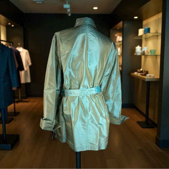 NWT Finity Studio Iridescent Green Silk Coat Size 8 - Picture 3 of 14